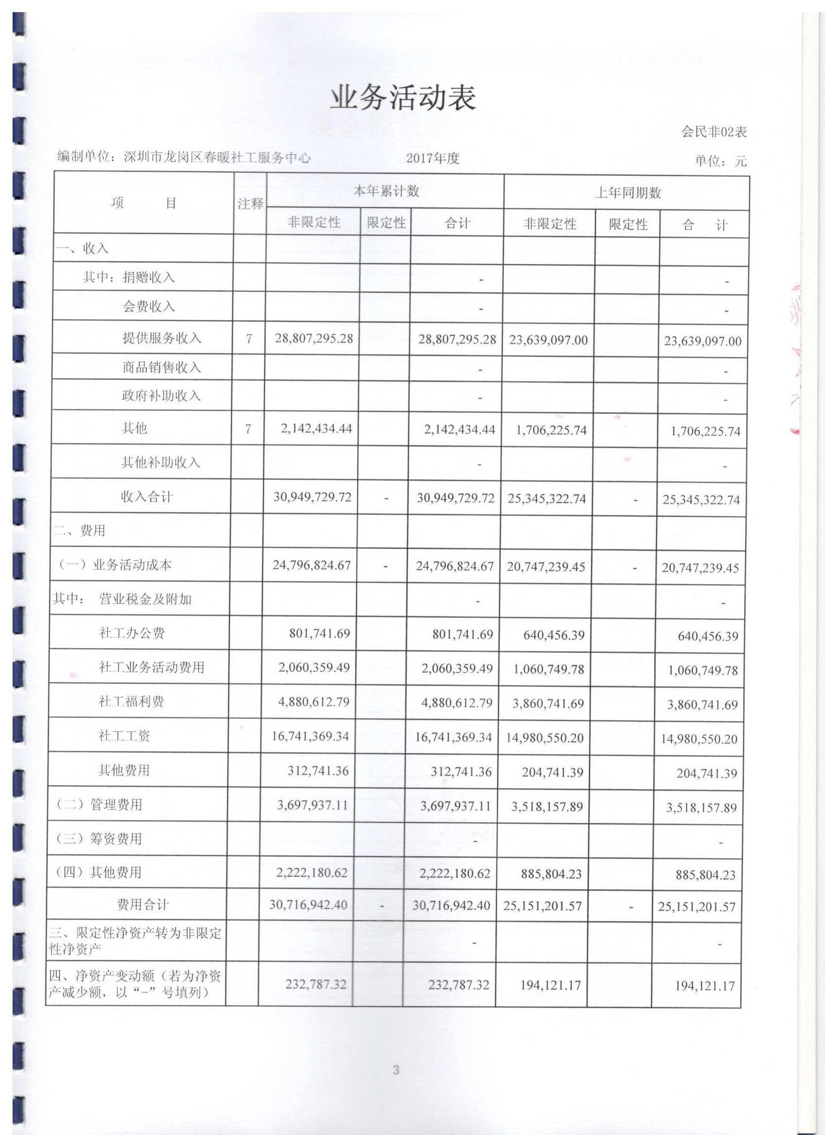 春暖2017年度财务审计报告