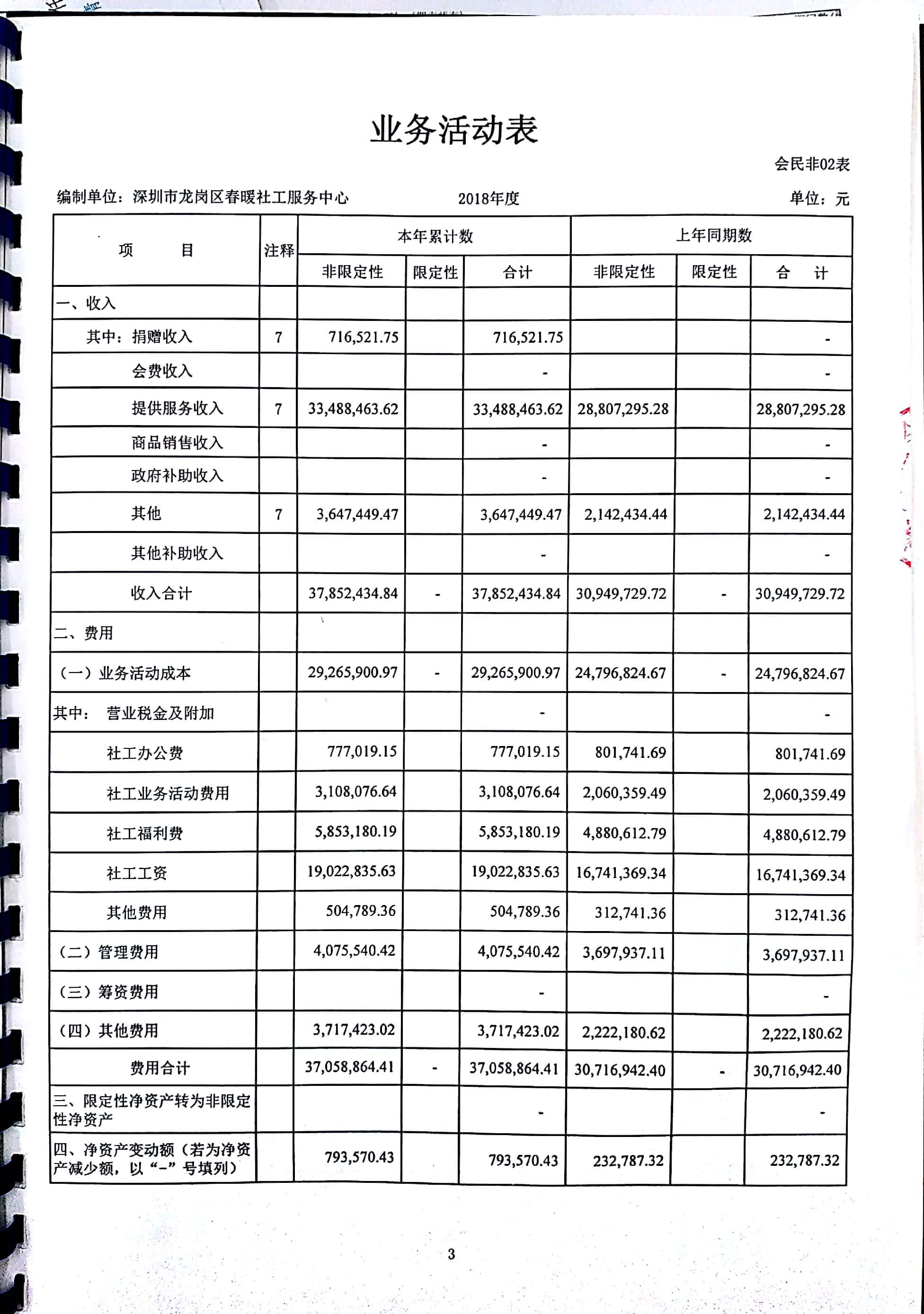 春暖社工2018年度财务审计报告