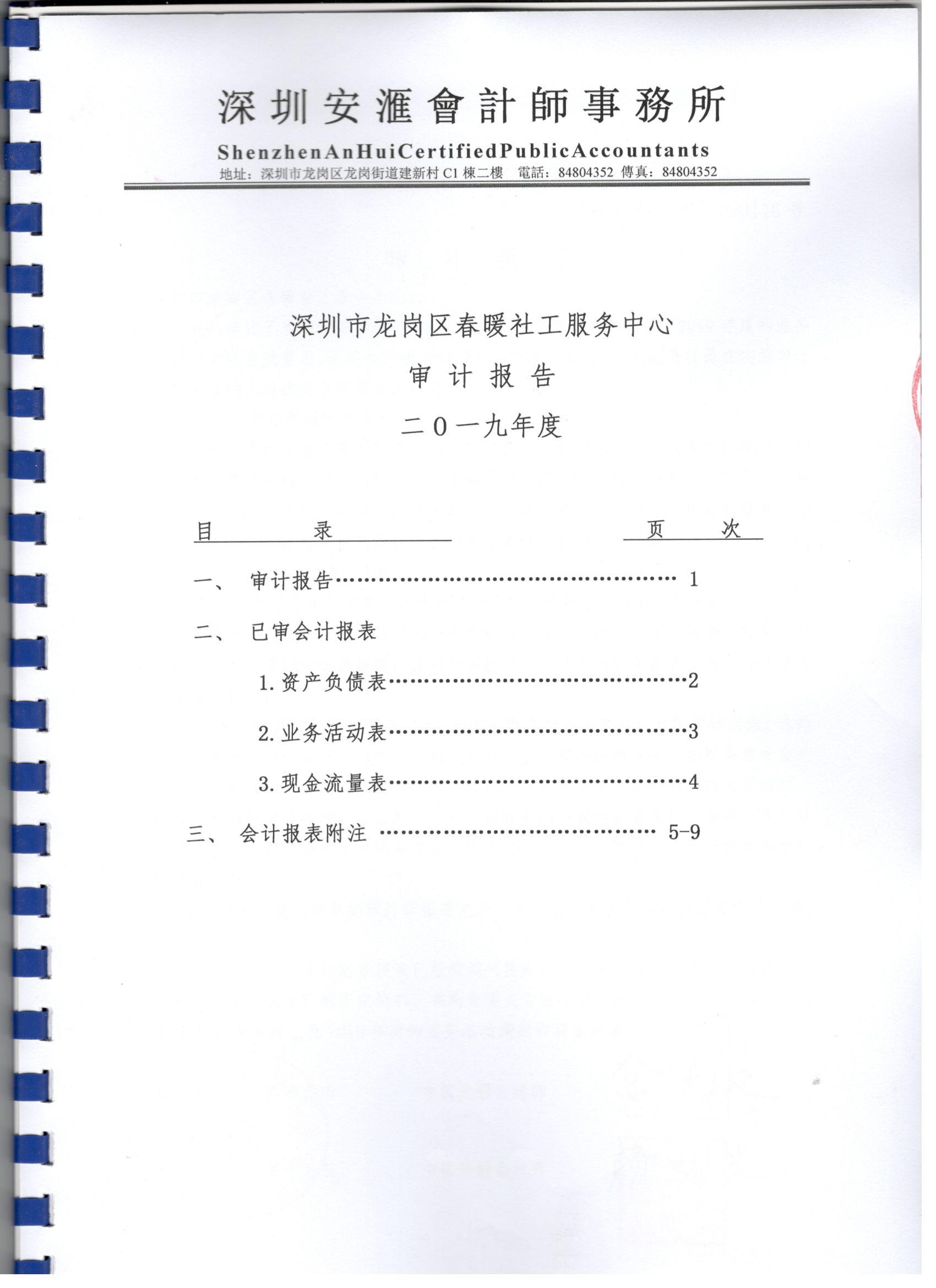 春暖社工2019年度财务审计报告