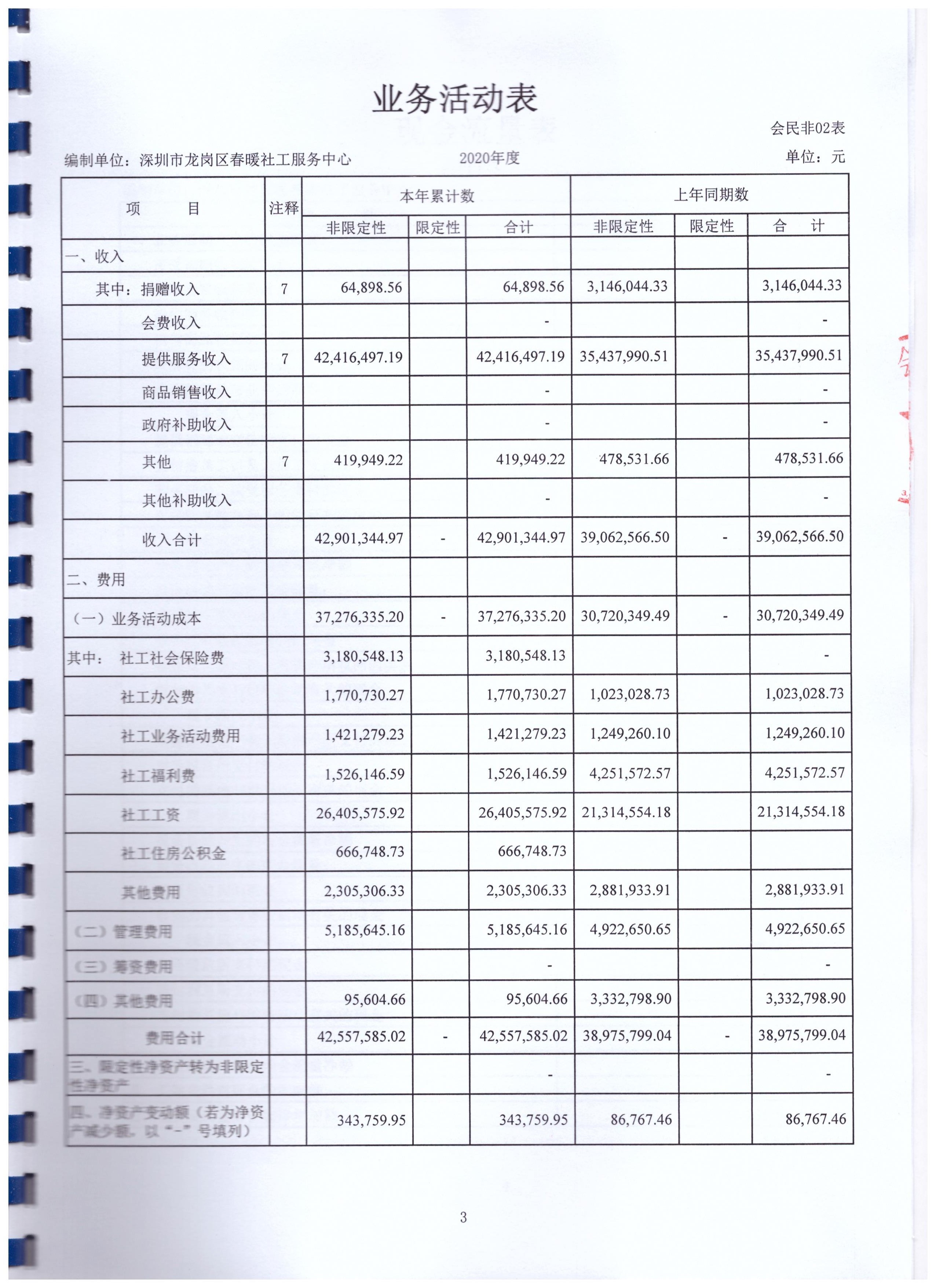 春暖社工2020年度财务审计报告