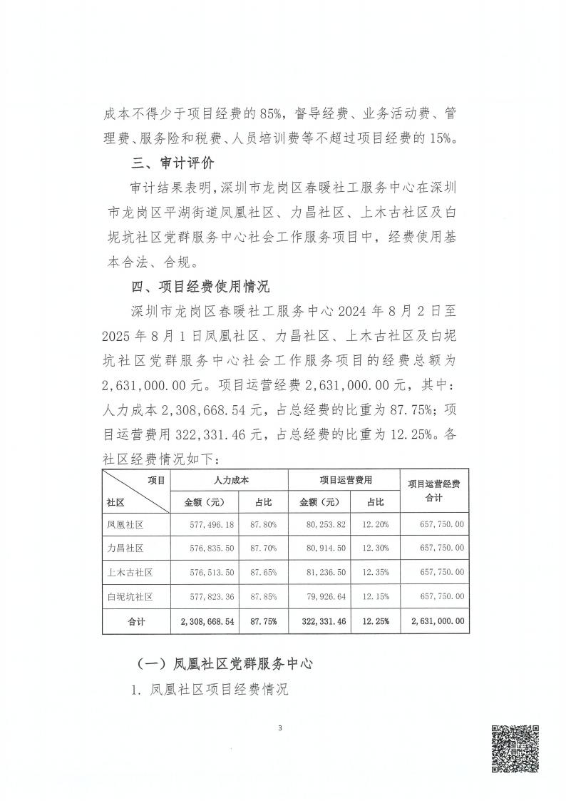 白坭坑、力昌、上木古、凤凰社区党群服务中心社会工作服务项目务专项审计报告
