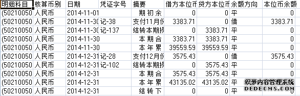 凤凰社区2014年11-12月收入支出明细帐