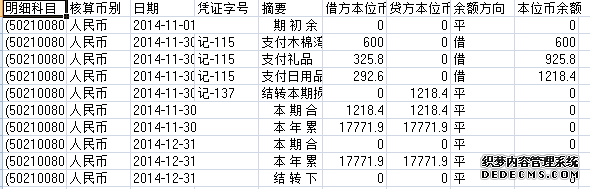 木棉湾社区2014年11-12月收入支出明细帐