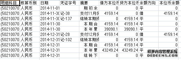 大芬社区2014年11-12月收入支出明细帐