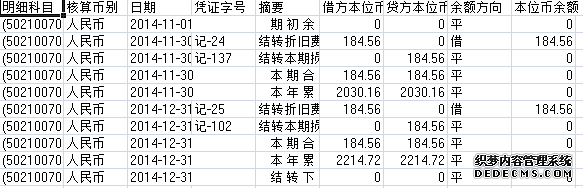 大芬社区2014年11-12月收入支出明细帐